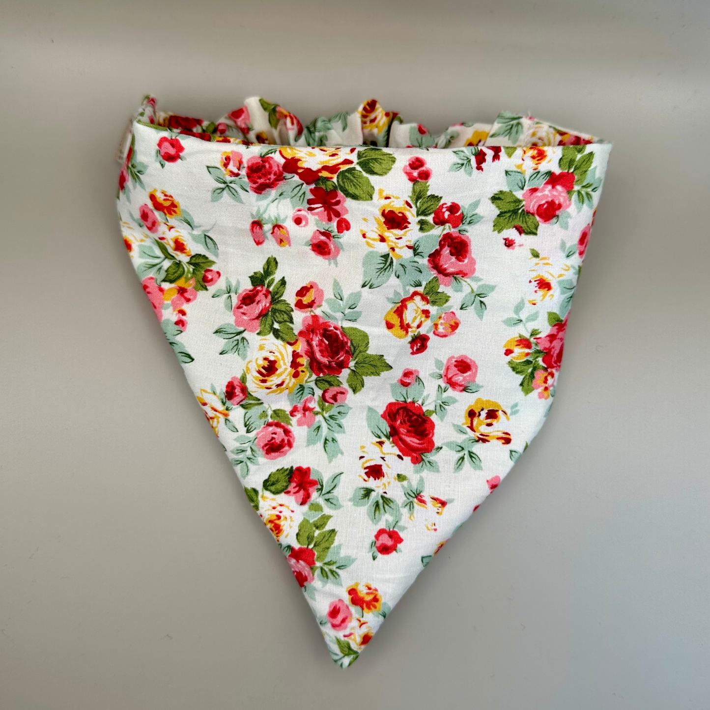 White Floral Print Dog Scrunchie Bandana image 1