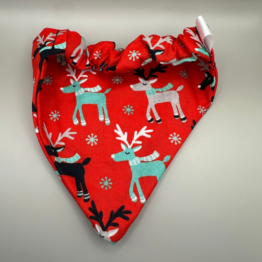 Christmas Red Reindeer Dog Bandana