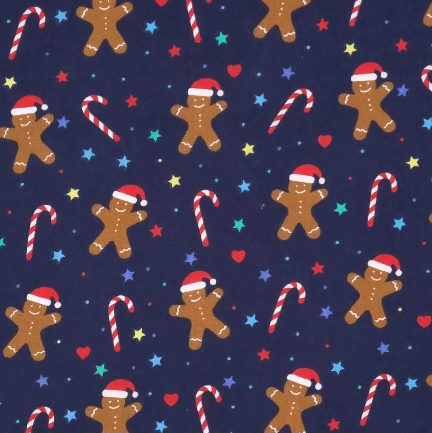 Christmas Navy Gingerbread Dog Bandana