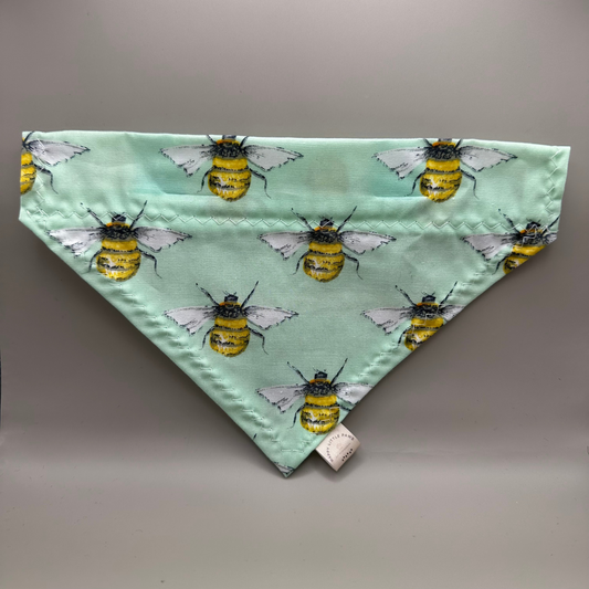 Mint Bee Print Dog Bandana