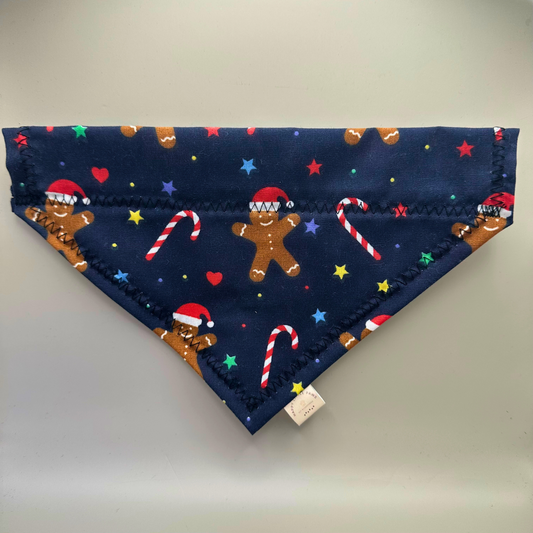 Christmas Navy Gingerbread Dog Bandana