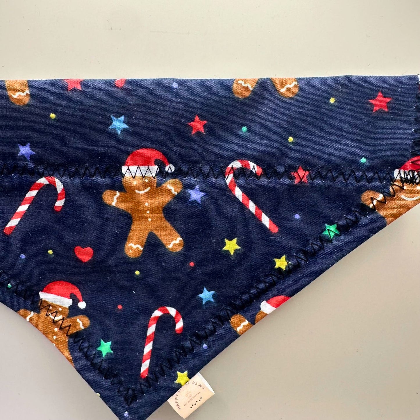 Christmas Navy Gingerbread Cat Bandana